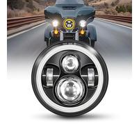 BraveWAY LED-Scheinwerfer, 17,8 cm (7 Zoll), 15000 lm, für Motorrad, 4 Modi, DOT-zugelassen, HI LO Beam mit Tagfahrlicht, Bernsteinweiß, Kabel H4-H13, kompatibel mit Wrangler JK TJ LJ CJ Hon-da