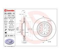BREMBO 2x Bremsscheibe hinten 310 Innenbelüftet für VW Passat Variant 3G5