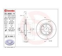 BREMBO Bremsscheibe vorne rechts links belüftet 266mm für CITROËN (DF-PSA) PEUGEOT VAUXHALL OPEL DS FENGSHEN 09.8695.14