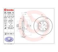 BREMBO 2x Bremsscheibe vorne 266 Voll für Citroën C2 JM_ C3 I FC_ FN_