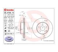 BREMBO Bremsscheibe COATED DISC LINE vorne rechts links belüftet 288mm für MERCEDES-BENZ 09.A736.11