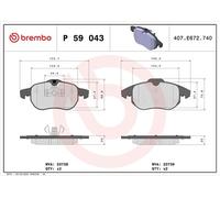 Brembo P 59 043 Bremsbelagsatz, Scheibenbremse - (4-teilig)