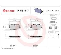 Bremsbelagsatz Scheibenbremse Brembo für Audi A8 D4 + A4 B9 + Avant 09-> P85117