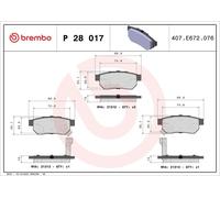 BREMBO Bremsbelagsatz, Scheibenbremse P 28 017 für ROVER HONDA MG