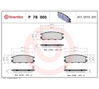 BREMBO Bremsbelagsatz, Scheibenbremse p78005 für NISSAN Subaru