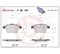 Bremsbelagsatz BREMBO P 85 107, Vorne