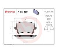Bremsbelagsatz BREMBO P 85 109X, Xtra, Hinten