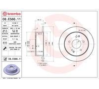 BREMBO Bremsscheibe hinten rechts links voll 262mm für SSANGYONG 08.E566.11