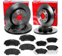brembo BREMSSCHEIBEN + BELÄGE VORNE + HINTEN passend für NISSAN QASHQAI II 2 J11