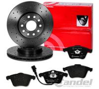 brembo GELOCHTE BREMSSCHEIBEN+ BELÄGE VORNE für VW GOLF 5 GTi PASSAT R36 AUDI A3