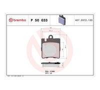 Bremsbelagsatz BREMBO P 50 033, Hinten