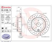 BREMBO Bremsscheibe, BREMBO Xtra, Gelocht, hinten , L/R, außendurchmesser 316 mm, dicke 20 mm,, stark aufgekohlt, passt zu: SUBARU IMPREZA, WRX 2.5 01.08- 09.A198.1X