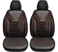 BREMER SITZBEZÜGE Maß Auto Schonbezüge kompatibel mit Mercedes Vito V Klasse W447 Fahrer & Beifahrer Set ab 2014 / Auto Schonbezug Velour Kunstleder Set 2er Pack in Schwarz/Rote Naht
