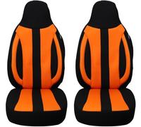 BREMER SITZBEZÜGE Maß Piloten Auto Schonbezüge kompatibel mit Smart fortwo 450 Fahrer & Beifahrer ab 1998-2007 / Auto Sitzbezüge Schonbezug Set Autositzbezüge 2er Pack in Schwarz/Orange