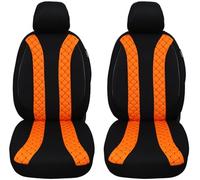 BREMER SITZBEZÜGE Maß Auto Schonbezüge kompatibel mit Skoda Kamiq Fahrer & Beifahrer Set ab 2019 / Auto Sitzbezüge Schonbezug Set Autositzbezüge 2er Pack in Schwarz/Orange (N305)