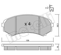 Metelli Bremsbelagsatz Scheibenbremse 22-0399-0 für Mazda, Mitsubishi 1x