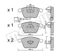 1x 22-0549-2 METELLI Bremsbelagsatz, Scheibenbremse für AUDI,SEAT,SKODA,VW