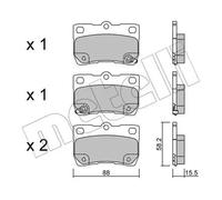 METELLI Bremsbelagsatz, Scheibenbremse hinten rechts links für LEXUS 22-0761-0