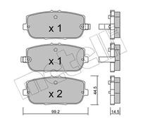 METELLI Bremsbelagsatz, Scheibenbremse hinten rechts links für FIAT MAZDA ABARTH 22-0871-0