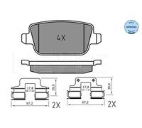 Bremsbeläge Hinterachse 025 245 3716 MEYLE für LAND ROVER VOLVO