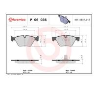 Bremsbelagsatz BREMBO P 06 036, Vorne