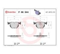 Bremsbelagsatz BREMBO P 06 044, Hinten
