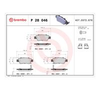 Bremsbelagsatz BREMBO P 28 046, Hinten