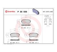 Bremsbelagsatz BREMBO P 30 035, Hinten