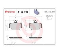 Bremsbelagsatz BREMBO P 50 038, Vorne