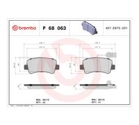 Bremsbelagsatz BREMBO P 68 063, Hinten