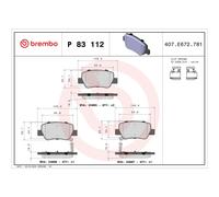 Bremsbelagsatz BREMBO P 83 112, Hinten