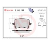 Bremsbelagsatz BREMBO P 85 109, Hinten