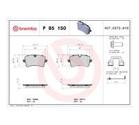 Bremsbelagsatz BREMBO P 85 150, Hinten