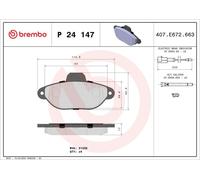 Bremsbelagsatz, disc brake BREMBO P24147
