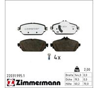 ZIMMERMANN Bremsbelagsatz, Scheibenbremse 220319951 Vorderachse für Mercedes (BBDC)