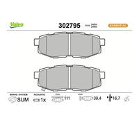 VALEO Bremsbelagsatz, Scheibenbremse hinten rechts links für TOYOTA SUBARU 302795