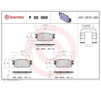 Bremsbelagsatz Scheibenbremse BREMBO P30069 (1Satz - 4tlg)