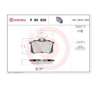 Bremsbelagsatz Scheibenbremse für Citroen C2 JM JG C3 1 hinten Brembo 24298838