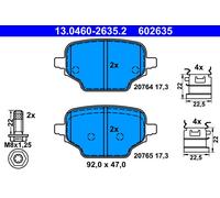 ATE Bremsbelagsatz, Scheibenbremse mit ZubehörHinten Rechts Links für PEUGEOT Rifter 1.2 PureTech 110 1.5 BlueHDi 75 100 130 OPEL Combo CITROEN