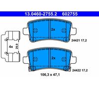 Bremsbelagsatz, Scheibenbremse Hinterachse ATE 13.0460-2755.2