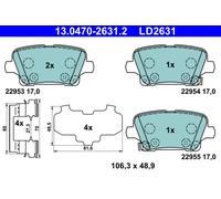 Bremsbelagsatz, Scheibenbremse Hinterachse ATE 13.0470-2631.2