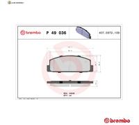 BREMSBELAGSATZ SCHEIBENBREMSE P 49 036 FÜR MAZDA PREMACY/Van 626/Station/Wagon