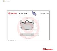 BREMSBELAGSATZ SCHEIBENBREMSE P 65 014 FÜR PORSCHE BOXSTER/Spyder 911/Targa 3.4L