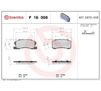 Bremsbelagsatz Scheibenbremse PRIME BREMBO P 16 008 für DAIHATSU SIRION YRV M2