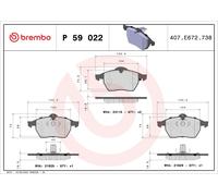 Bremsbelagsatz, Scheibenbremse Vorderachse Brembo P 59 022
