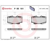 Bremsbeläge P 83 151 BREMBO für TOYOTA HILUX VII Pick-up