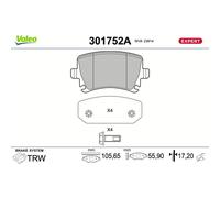 Valeo Bremsbelagsatz 301752A Scheibenbremse hinten rechts/links für VW Audi Seat Skoda