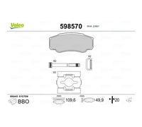 Bremsbelagsatz Scheibenbremse VALEO 598570 für Peugeot Citroën Fiat Boxer Ducato