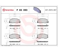 Bremsbelagsatz, Scheibenbremse Vorderachse Brembo P 83 093