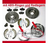 Bremsen Set vorne Bremstrommel ABS Ringe Radlager hinten für Peugeot 106 + Saxo